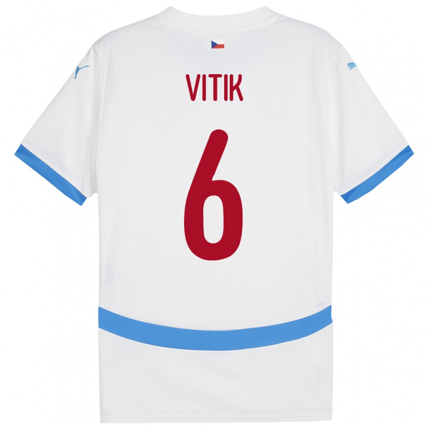 Kandiny Kinder Tschechien Martin Vitík #6 Weiß Auswärtstrikot Trikot 24-26 T-Shirt