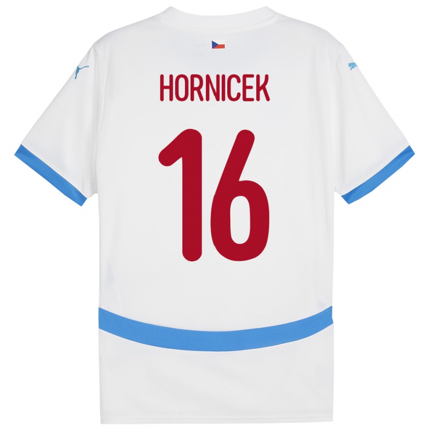 Kandiny Kinder Tschechien Lukas Hornicek #16 Weiß Auswärtstrikot Trikot 24-26 T-Shirt