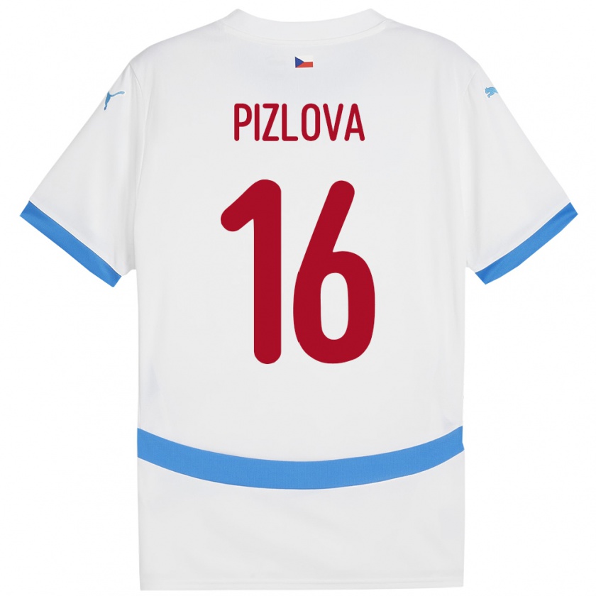 Kandiny Kinder Tschechien Ivana Pižlová #16 Weiß Auswärtstrikot Trikot 24-26 T-Shirt