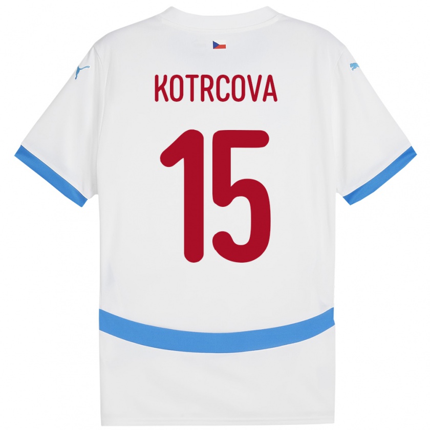 Kandiny Kinder Tschechien Kateřina Kotrčová #15 Weiß Auswärtstrikot Trikot 24-26 T-Shirt