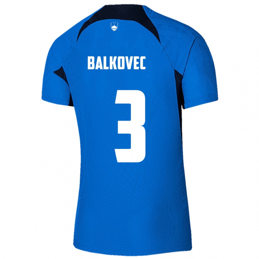 Kandiny Kinder Slowenien Jure Balkovec #3 Blau Auswärtstrikot Trikot 24-26 T-Shirt