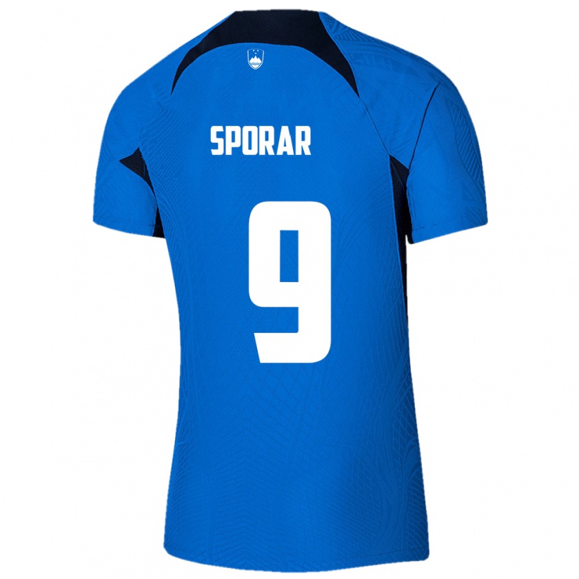 Kandiny Kinder Slowenien Andraz Sporar #9 Blau Auswärtstrikot Trikot 24-26 T-Shirt