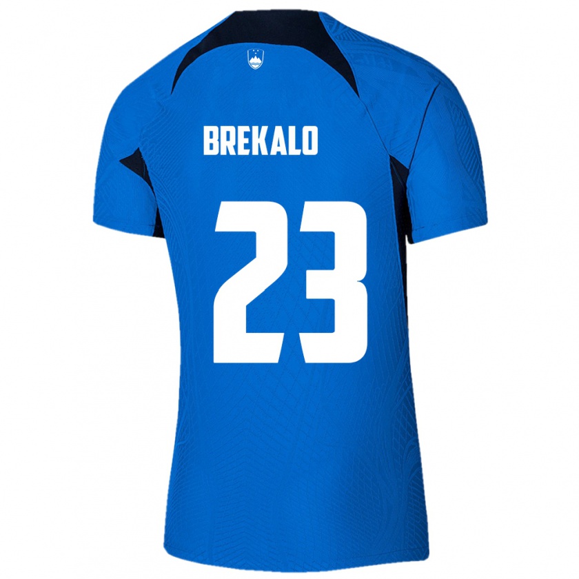 Kandiny Kinder Slowenien David Brekalo #23 Blau Auswärtstrikot Trikot 24-26 T-Shirt