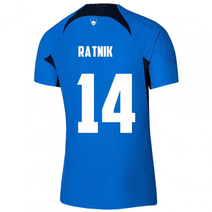 Kandiny Kinder Slowenien Marcel Ratnik #14 Blau Auswärtstrikot Trikot 24-26 T-Shirt