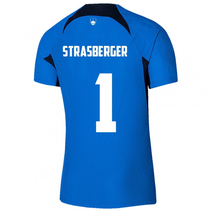 Kandiny Kinder Slowenien Tim Strasberger #1 Blau Auswärtstrikot Trikot 24-26 T-Shirt