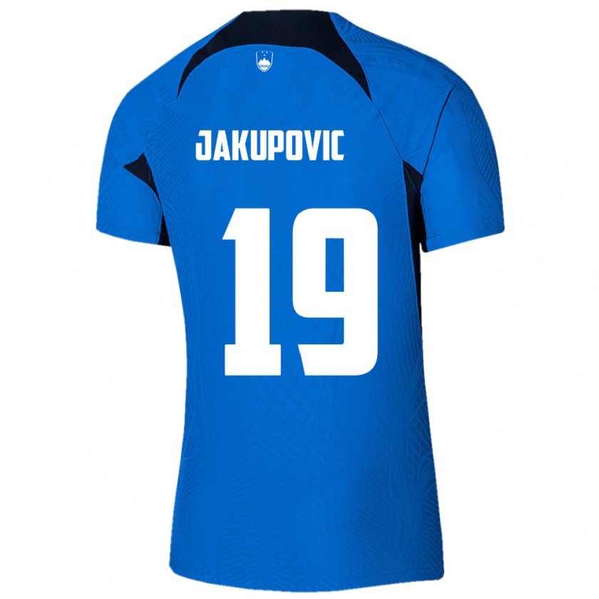 Kandiny Kinder Slowenien Aldin Jakupovic #19 Blau Auswärtstrikot Trikot 24-26 T-Shirt