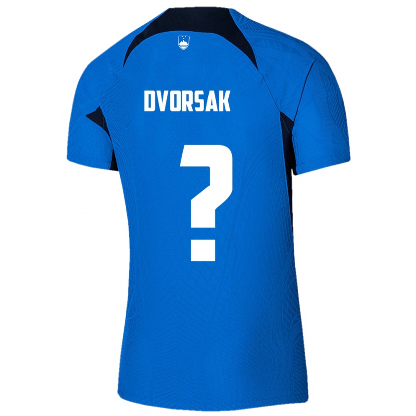 Kandiny Kinder Slowenien Matej Dvorsak #0 Blau Auswärtstrikot Trikot 24-26 T-Shirt