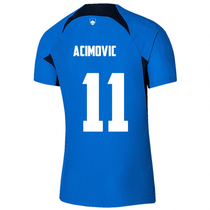 Kandiny Kinder Slowenien Mateo Acimovic #11 Blau Auswärtstrikot Trikot 24-26 T-Shirt