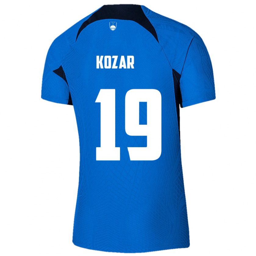 Kandiny Kinder Slowenien Kristjan Kozar #19 Blau Auswärtstrikot Trikot 24-26 T-Shirt