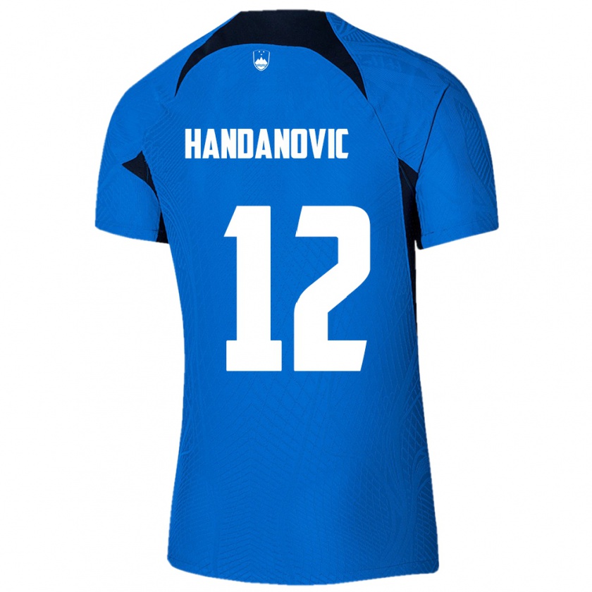 Kandiny Kinder Slowenien Tanej Handanovic #12 Blau Auswärtstrikot Trikot 24-26 T-Shirt