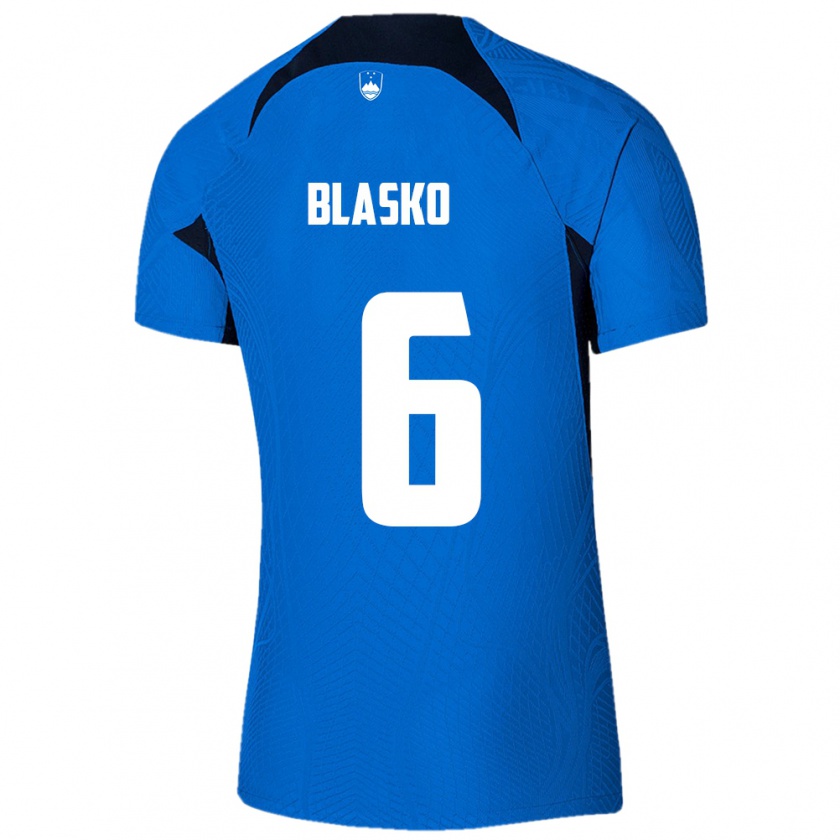 Kandiny Kinder Slowenien Svit Blasko #6 Blau Auswärtstrikot Trikot 24-26 T-Shirt