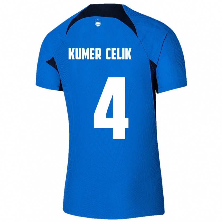 Kandiny Kinder Slowenien An Kumer Celik #4 Blau Auswärtstrikot Trikot 24-26 T-Shirt