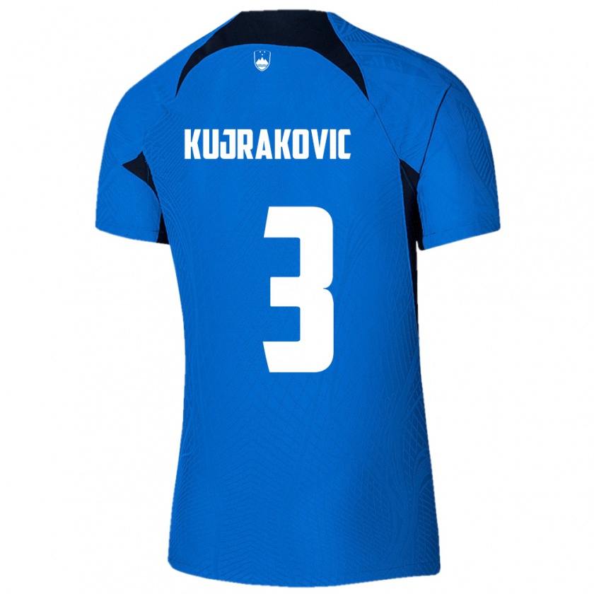 Kandiny Kinder Slowenien Minel Kujrakovic #3 Blau Auswärtstrikot Trikot 24-26 T-Shirt