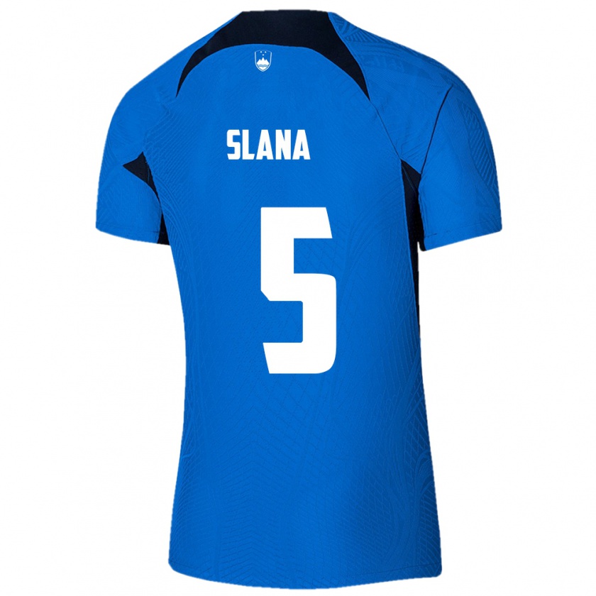 Kandiny Kinder Slowenien Filip Slana #5 Blau Auswärtstrikot Trikot 24-26 T-Shirt