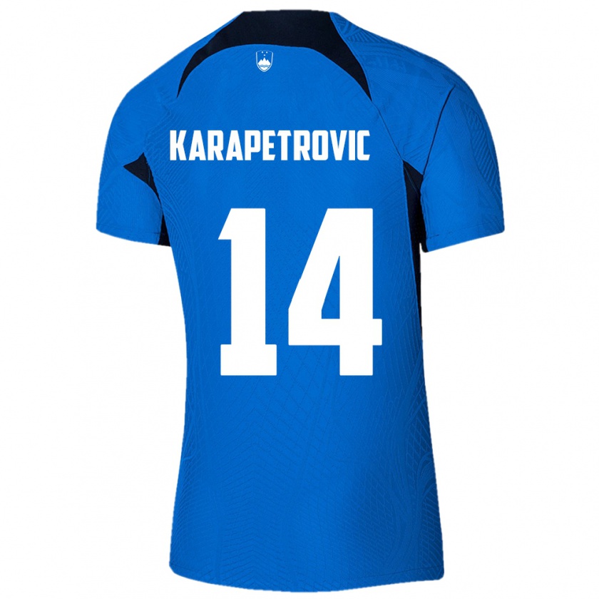 Kandiny Kinder Slowenien Luka Karapetrovic #14 Blau Auswärtstrikot Trikot 24-26 T-Shirt