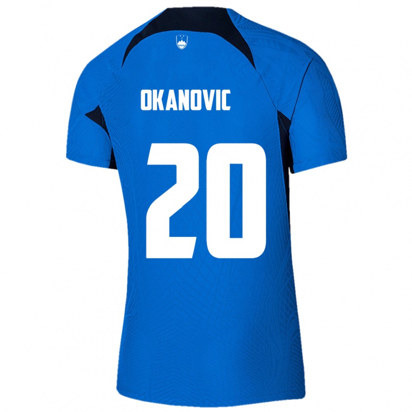 Kandiny Kinder Slowenien Deen Okanovic #20 Blau Auswärtstrikot Trikot 24-26 T-Shirt