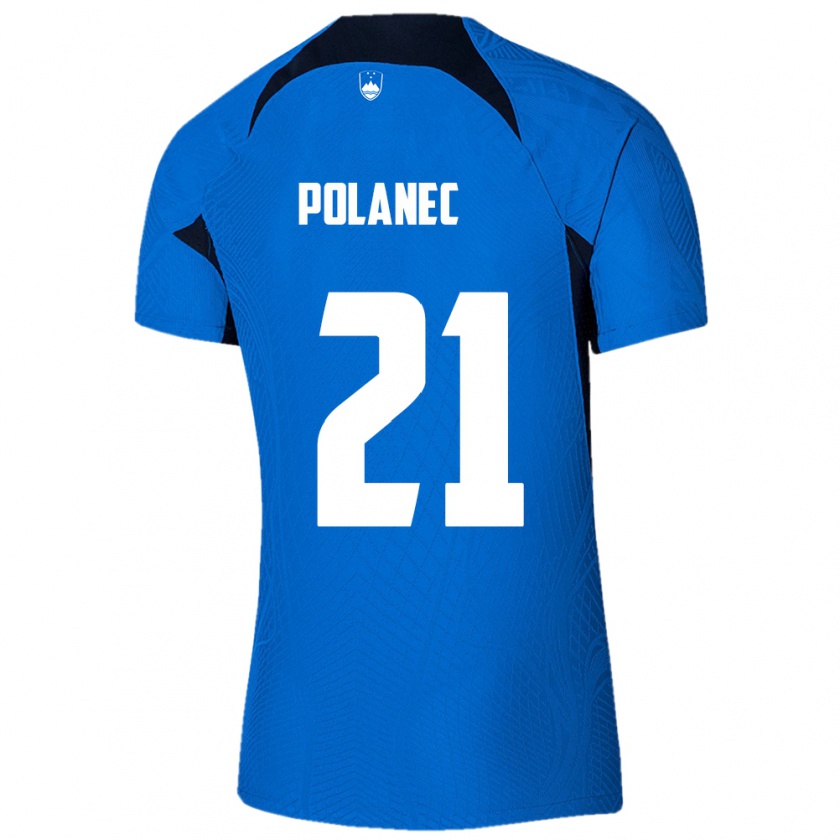 Kandiny Kinder Slowenien Gaj Polanec #21 Blau Auswärtstrikot Trikot 24-26 T-Shirt