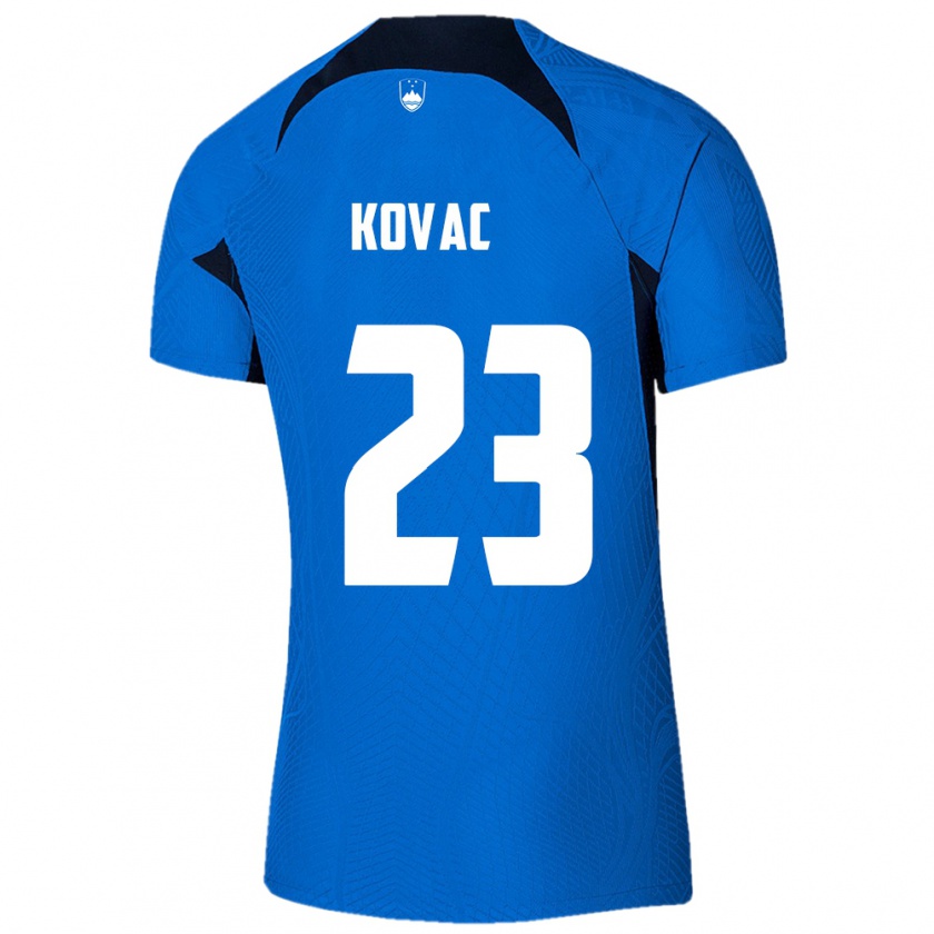 Kandiny Kinder Slowenien Blaz Kovac #23 Blau Auswärtstrikot Trikot 24-26 T-Shirt