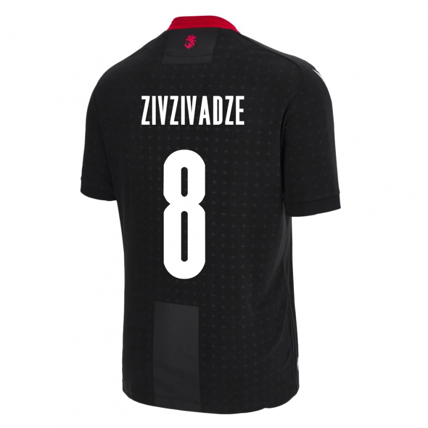 Kandiny Kinder Georgien Budu Zivzivadze #8 Schwarz Auswärtstrikot Trikot 24-26 T-Shirt