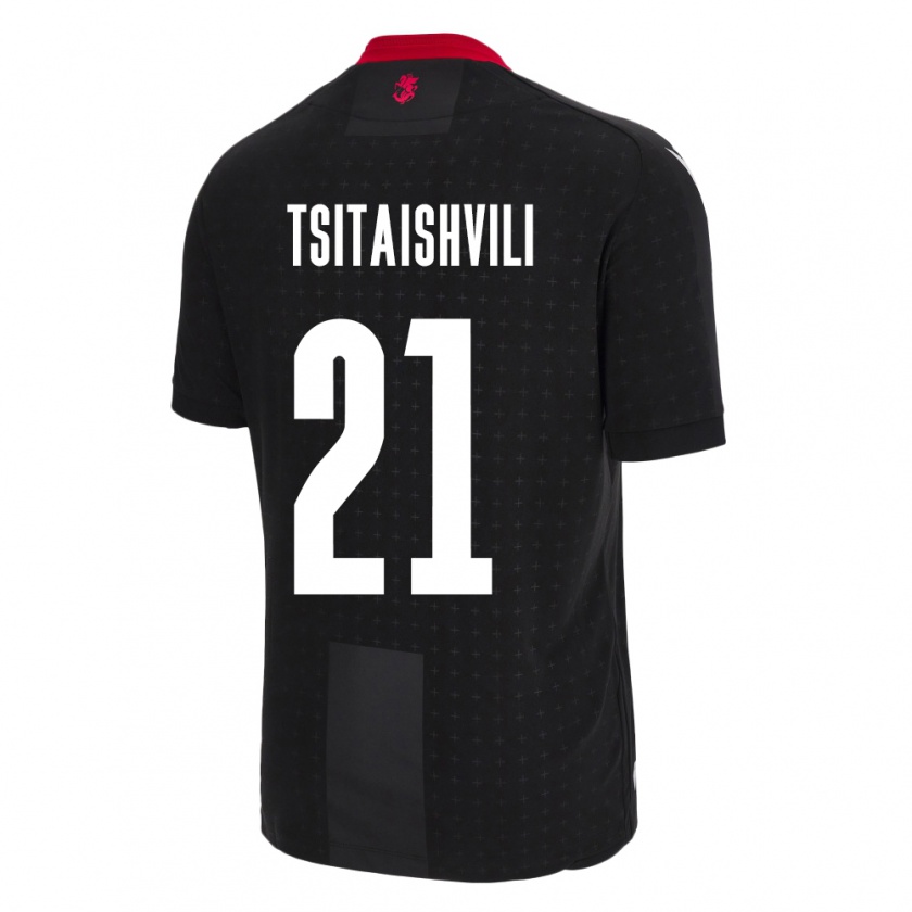 Kandiny Kinder Georgien Georgiy Tsitaishvili #21 Schwarz Auswärtstrikot Trikot 24-26 T-Shirt