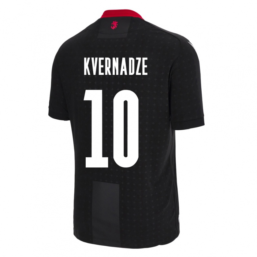 Kandiny Kinder Georgien Giorgi Kvernadze #10 Schwarz Auswärtstrikot Trikot 24-26 T-Shirt