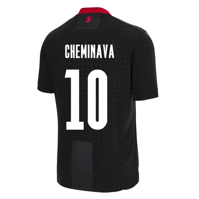 Kandiny Kinder Georgien Ana Cheminava #10 Schwarz Auswärtstrikot Trikot 24-26 T-Shirt