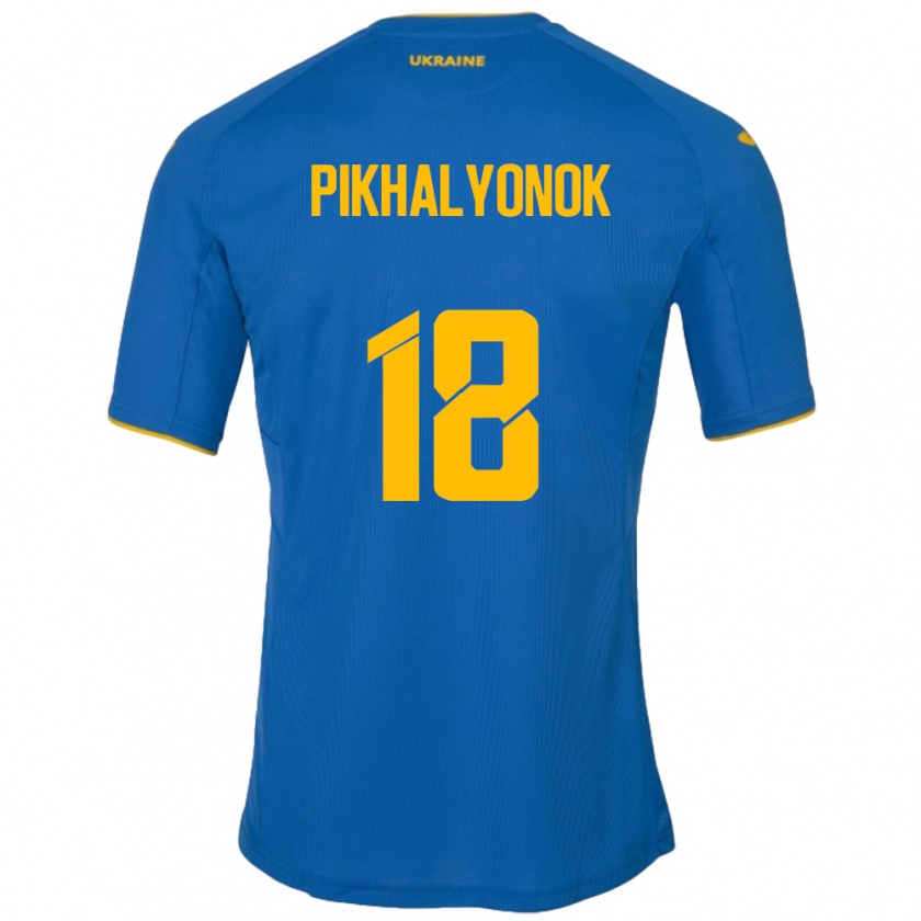 Kandiny Kinder Ukraine Oleksandr Pikhalyonok #18 Blau Auswärtstrikot Trikot 24-26 T-Shirt