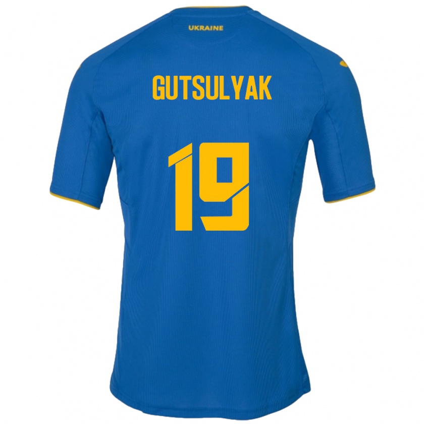 Kandiny Kinder Ukraine Oleksiy Gutsulyak #19 Blau Auswärtstrikot Trikot 24-26 T-Shirt