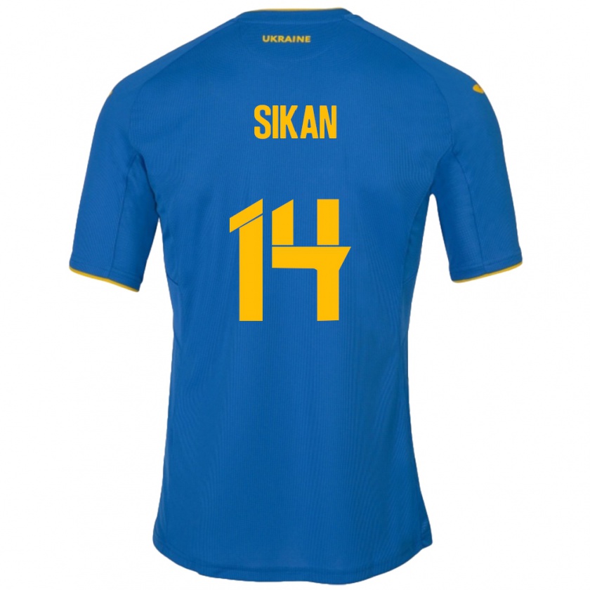 Kandiny Kinder Ukraine Danylo Sikan #14 Blau Auswärtstrikot Trikot 24-26 T-Shirt