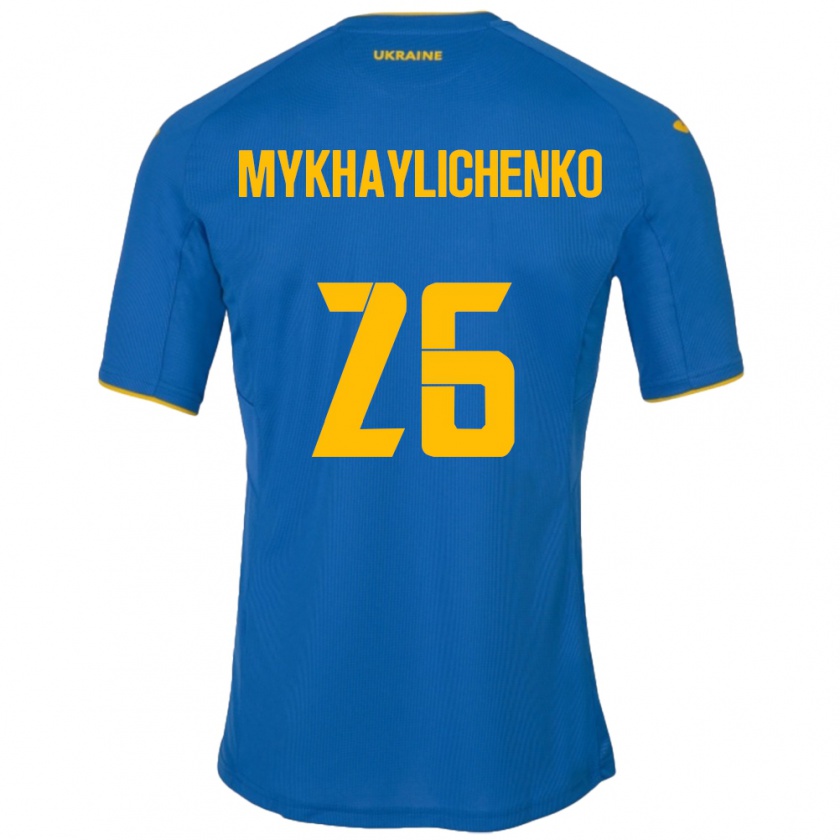 Kandiny Kinder Ukraine Bogdan Mykhaylichenko #26 Blau Auswärtstrikot Trikot 24-26 T-Shirt