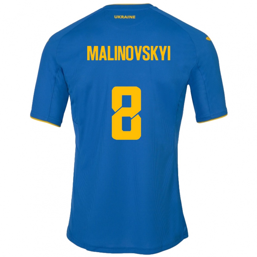 Kandiny Kinder Ukraine Ruslan Malinovskyi #8 Blau Auswärtstrikot Trikot 24-26 T-Shirt