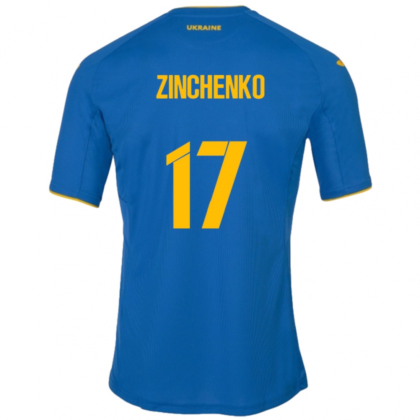 Kandiny Kinder Ukraine Oleksandr Zinchenko #17 Blau Auswärtstrikot Trikot 24-26 T-Shirt