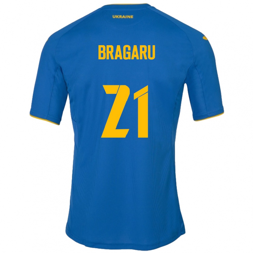 Kandiny Kinder Ukraine Maksym Bragaru #21 Blau Auswärtstrikot Trikot 24-26 T-Shirt