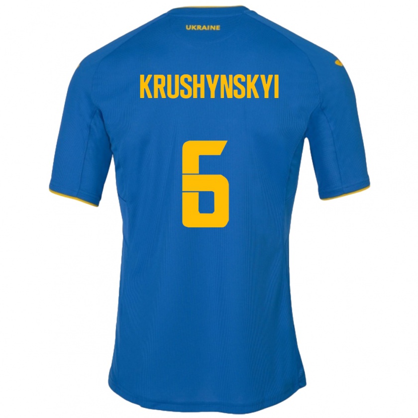 Kandiny Kinder Ukraine Borys Krushynskyi #6 Blau Auswärtstrikot Trikot 24-26 T-Shirt