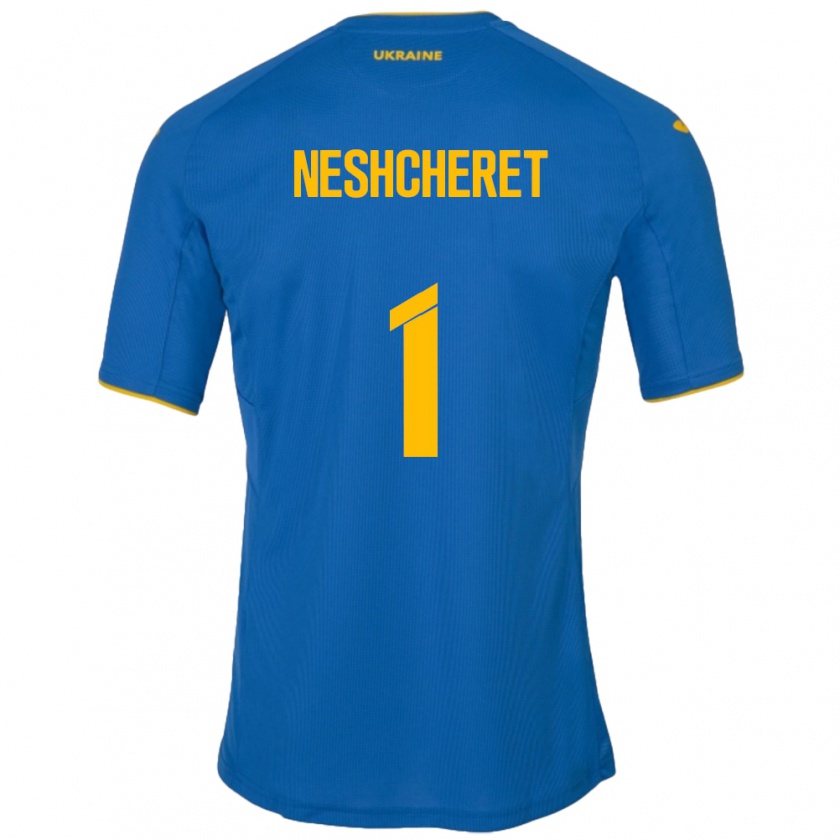 Kandiny Kinder Ukraine Ruslan Neshcheret #1 Blau Auswärtstrikot Trikot 24-26 T-Shirt