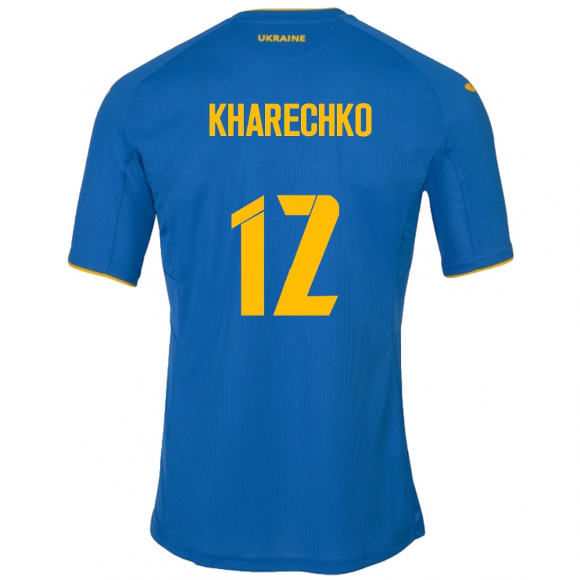 Kandiny Kinder Ukraine Oleksandr Kharechko #12 Blau Auswärtstrikot Trikot 24-26 T-Shirt