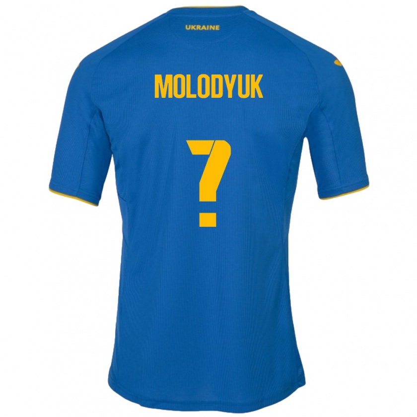 Kandiny Kinder Ukraine Yelyzaveta Molodyuk #0 Blau Auswärtstrikot Trikot 24-26 T-Shirt