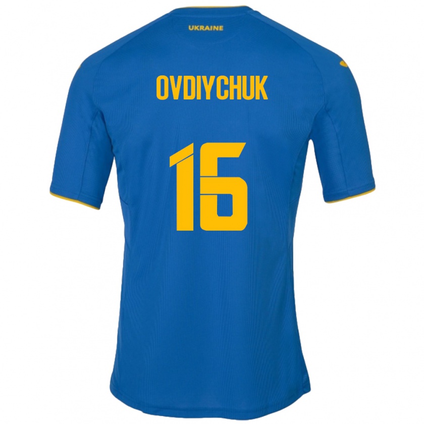 Kandiny Kinder Ukraine Olha Ovdiychuk #16 Blau Auswärtstrikot Trikot 24-26 T-Shirt