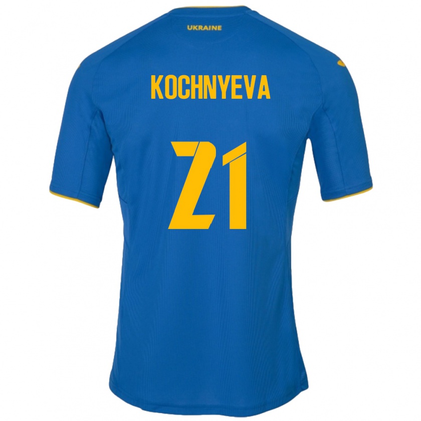 Kandiny Kinder Ukraine Iryna Kochnyeva #21 Blau Auswärtstrikot Trikot 24-26 T-Shirt