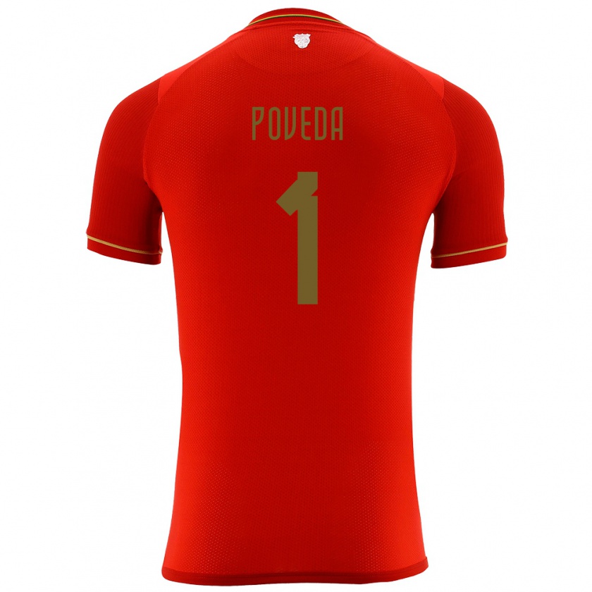 Kandiny Kinder Bolivien Bruno Poveda #1 Rot Auswärtstrikot Trikot 24-26 T-Shirt