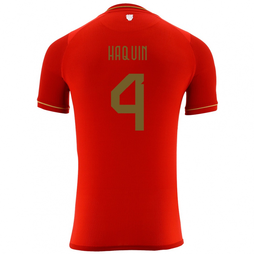 Kandiny Kinder Bolivien Luis Haquín #4 Rot Auswärtstrikot Trikot 24-26 T-Shirt