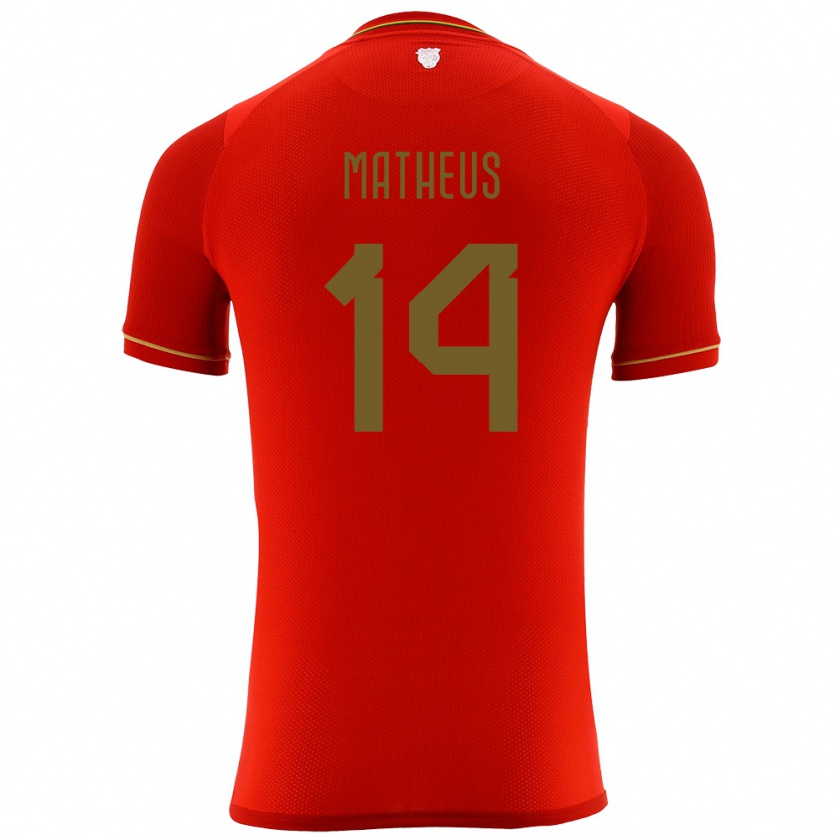 Kandiny Kinder Bolivien Robson Matheus #14 Rot Auswärtstrikot Trikot 24-26 T-Shirt