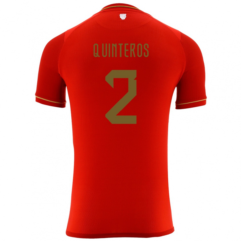 Kandiny Kinder Bolivien Jairo Quinteros #2 Rot Auswärtstrikot Trikot 24-26 T-Shirt