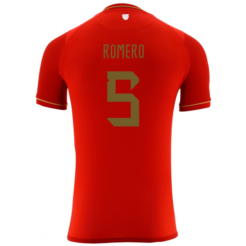 Kandiny Kinder Bolivien César Romero #5 Rot Auswärtstrikot Trikot 24-26 T-Shirt