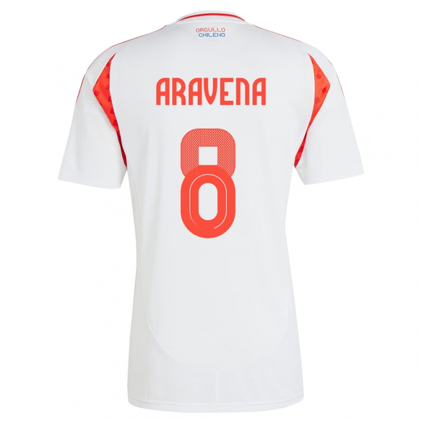 Kandiny Kinder Chile Alexander Aravena #8 Weiß Auswärtstrikot Trikot 24-26 T-Shirt