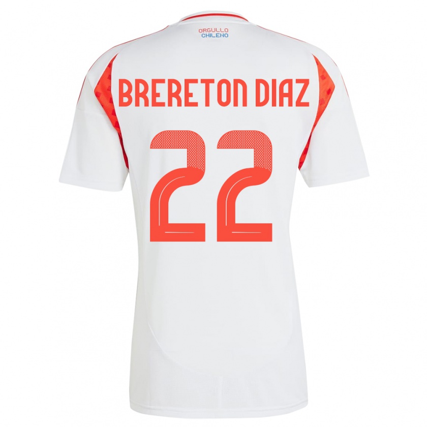 Kandiny Kinder Chile Ben Brereton Díaz #22 Weiß Auswärtstrikot Trikot 24-26 T-Shirt