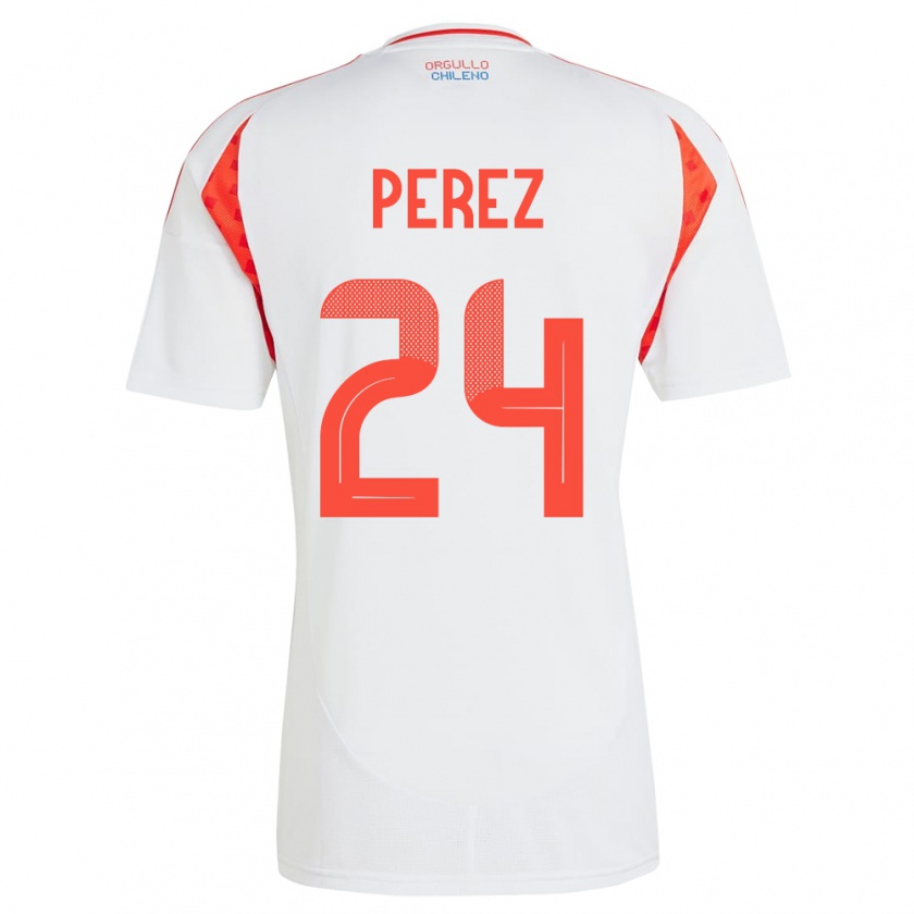 Kandiny Kinder Chile César Pérez #24 Weiß Auswärtstrikot Trikot 24-26 T-Shirt