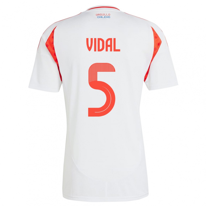 Kandiny Kinder Chile Valentín Vidal #5 Weiß Auswärtstrikot Trikot 24-26 T-Shirt