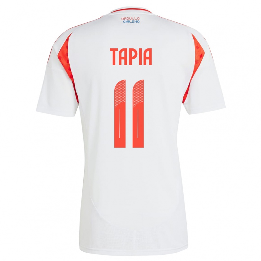 Kandiny Kinder Chile Gonzalo Tapia #11 Weiß Auswärtstrikot Trikot 24-26 T-Shirt