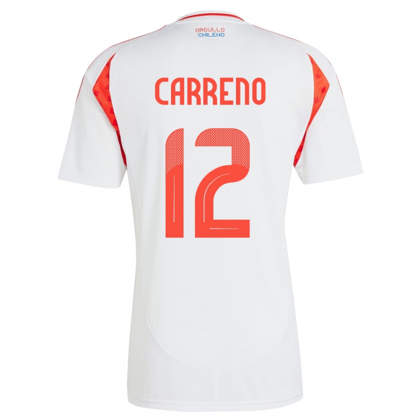 Kandiny Kinder Chile Diego Carreño #12 Weiß Auswärtstrikot Trikot 24-26 T-Shirt